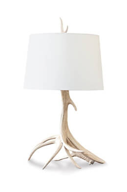 Antler lamp with white shade